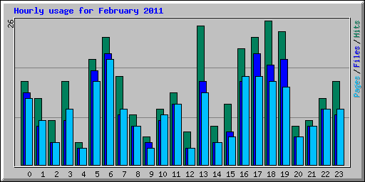 Hourly usage for February 2011